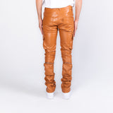 "NEVER LOOK BACK" CARGO FLARE STACK LEATHER