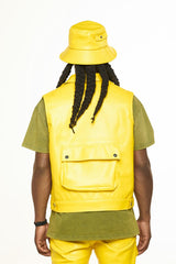 "FLOAT ON" CARGO LEATHER VEST (CANARY YELLOW)