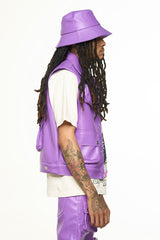 "FLOAT ON" CARGO LEATHER VEST (ELECTRIC VIOLET)