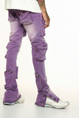 "JOURNEY TO GREATNESS" CARGO FLARE STACK DENIM (LAVANDER)