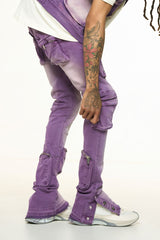 "JOURNEY TO GREATNESS" CARGO FLARE STACK DENIM (LAVANDER)