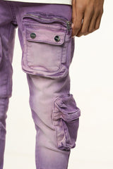 "JOURNEY TO GREATNESS" CARGO FLARE STACK DENIM (LAVANDER)