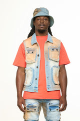 "PROTECT YOUR ENERGY" CARGO VEST (ORANGE OVER-DYE)