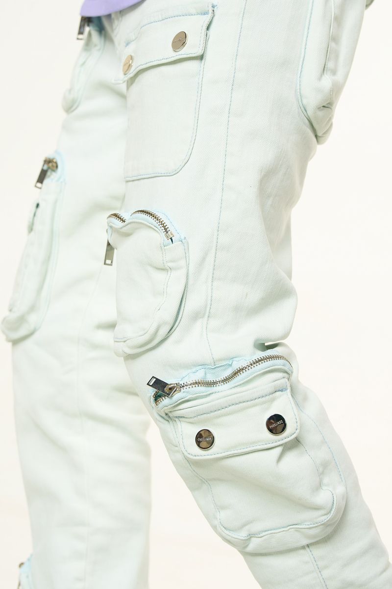 "LUCID DREAMS" CARGO SKINNY DENIM (FADED LIGHT BLUE)