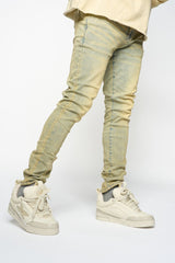 "SURVIVED" SKINNY DENIM (MEDIUM BLUE/GREEN)