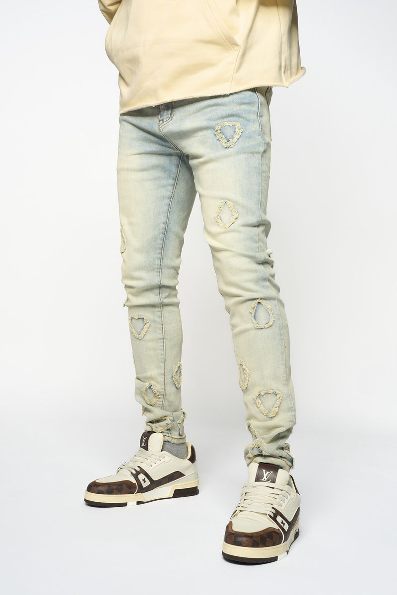 "DIAMOND TEARS" SKINNY DENIM (LIGHT BLUE)