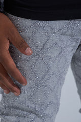 "FIRST MILLION" RHINESTONE STACK DENIM (LIGHT GREY)