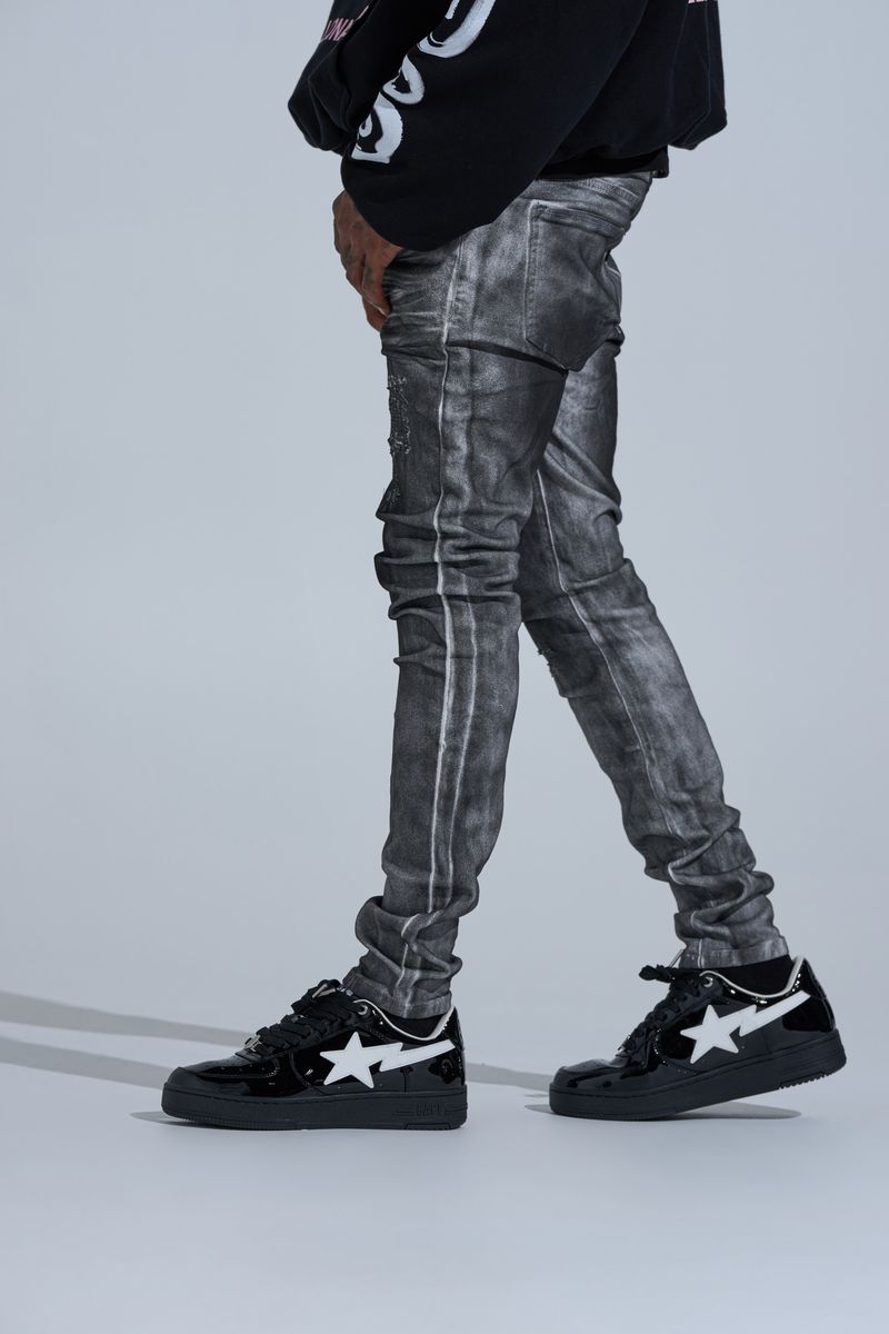 "WASHED AWAY" SKINNY DENIM (BLACK)