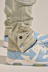 "EMPOWERED ESSENCE" STACK CARGO DENIM (LIGHT BLUE)