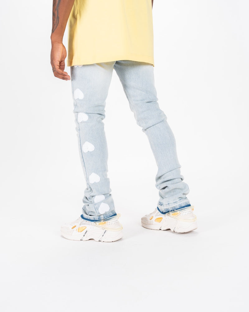 "HEARTBEAT OF SUCCESS" FLARE STACK DENIM