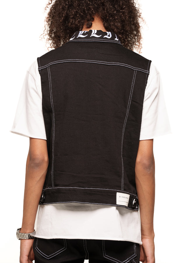 "DEFYING ODDS" VEST WHITE BLACK (JET BLACK/WHITE)