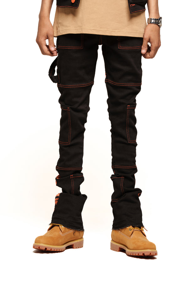 "DEFYING ODDS" CARGO FLARE STACK DENIM