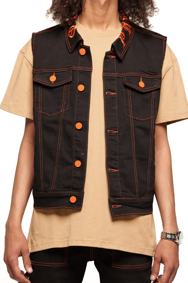 "DEFYING ODDS" VEST (JET BLACK/ORANGE)