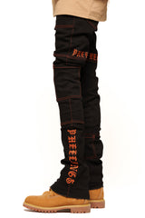 "DEFYING ODDS" CARGO FLARE STACK DENIM