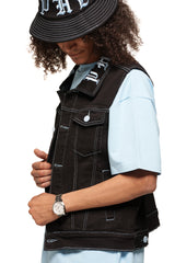 "DEFYING ODDS" VEST (JET BLACK/LIGHT BLUE)