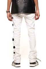 HEARTBEAT OF SUCCESS" FLARE STACK DENIM (WHITE/BLACK)