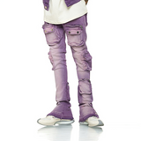 "JOURNEY TO GREATNESS" CARGO FLARE STACK DENIM (LAVANDER)