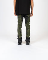 "SCARRED BY" FLARE STACK DENIM