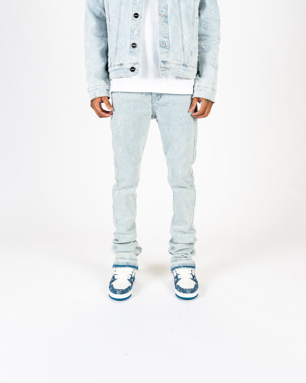 "SOUL STAMPED" FLARE STACK DENIM