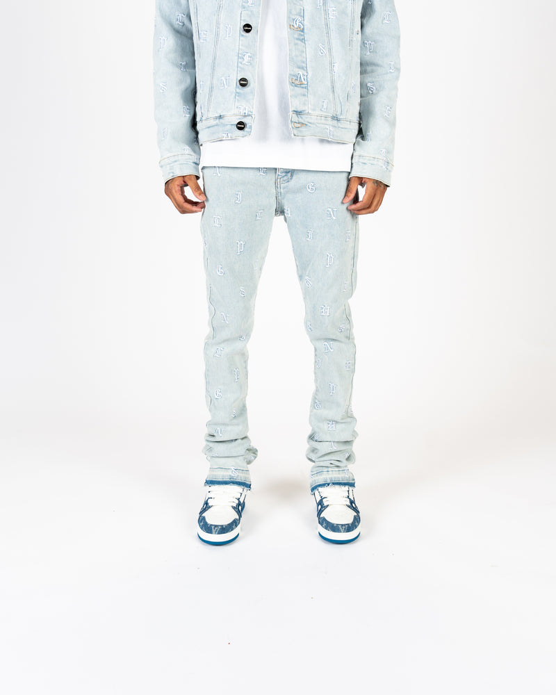 "SOUL STAMPED" FLARE STACK DENIM