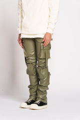 "NEVER LOOK BACK" CARGO FLARE STACK LEATHER