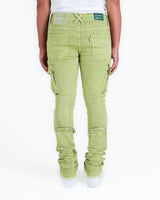 "NEVER LOOK BACK" CARGO FLARE STACK DENIM